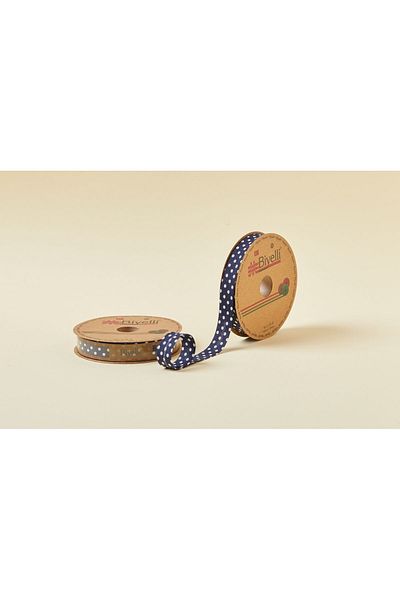 KNC Home Piping Large Polka Dot Layer A19 Navy Blue 2 cm 25 Meters 65% Cotton 35% Polyester