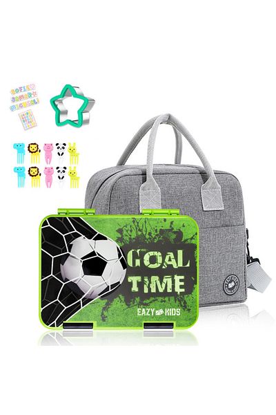 Eazy Kids Bento Box wt Insulated Lunch Bag & Cutter Set - Combo - Goal Time