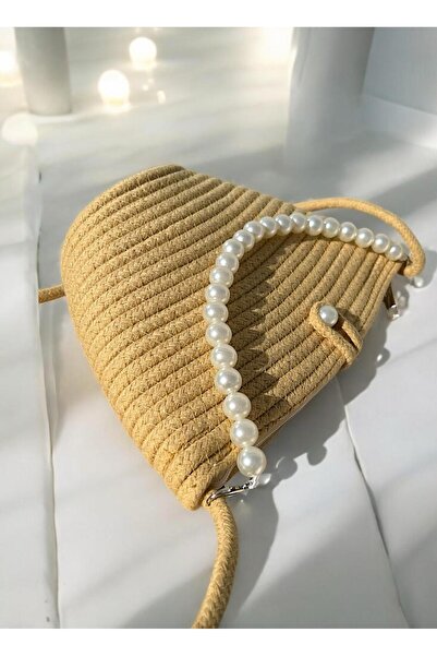 Katusa Women's Brown Pearl Design Shoulder Bag