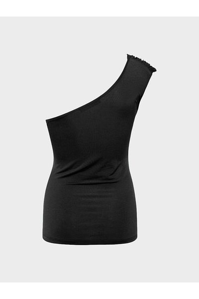 RİVUS Strapless Blouse with One Shoulder Strap - Black
