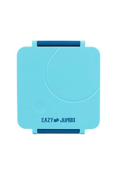 Eazy Kids صندوق غداء جامبو بينتو مع حقيبة غداء زرقاء ووعاء طعام وأدوات مائدة - أزرق