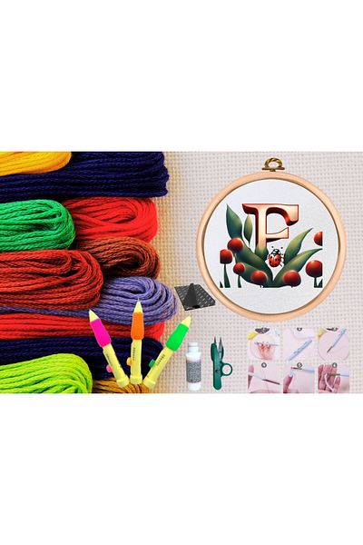 MBB ETİCARET Punch Set Embroidery Set with Hoop DIY Set Series 67