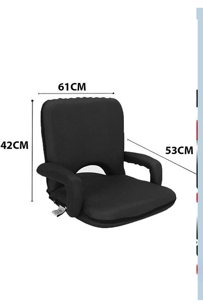 Cady One Ground Chair With Armrests For Camping And Trips, Foam Padded With Adjustable Back (COLORS MAY VARY)