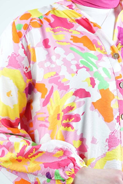 03KIZKULESITEKS Yellow Watercolor Pattern Casual Dress