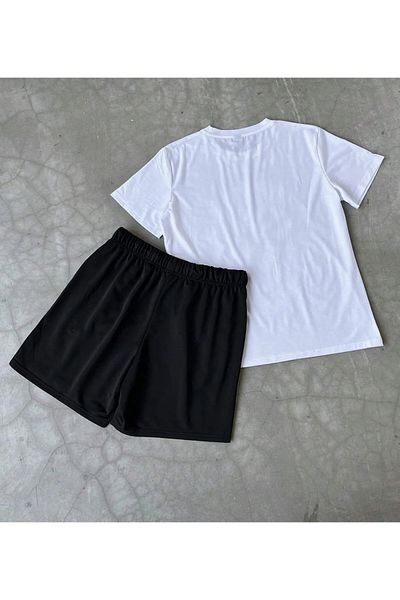 WNWGKN Trendpunky Unisex Hiphop Printed Bottom Top Shorts T-Shirt Set