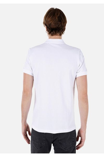 Colin's Tricou alb cu mânecă scurtă pentru bărbați, cu gât polo, cu croială clasică