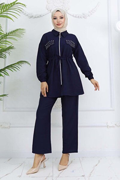 benguen Синій льняний комплект з каменями - Airobin 4766