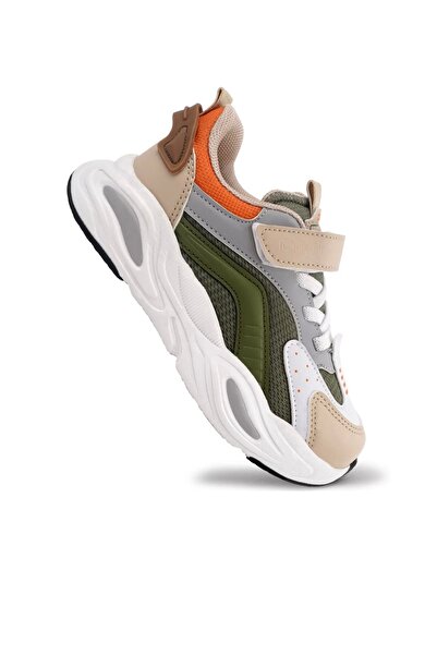 Cool Kids Evo Men's Khaki Gray Velcro Orthopedic Comfortable Light Sole Daily Children's Sports Shoes