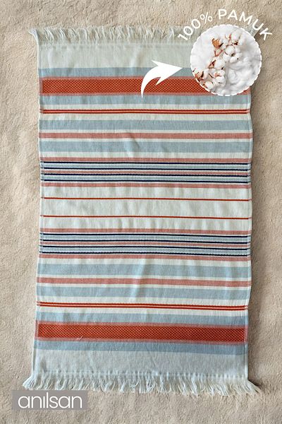 Anılsan Πετσέτα θαλάσσης Azure Stripe Detail 100% Βαμβάκι 50x80