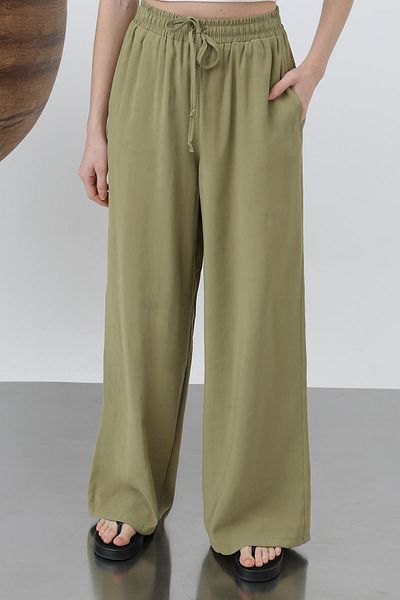 Soul Women's Elastic Waist Trousers - 32206Pnt - Olive