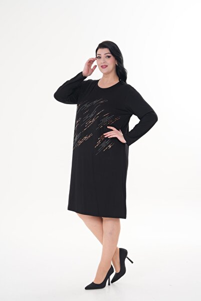 Siyezen Large Size Stone Printed Oversize Dress