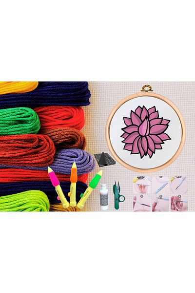 MBB ETİCARET Punch Set Embroidery Set with Hoop DIY Set Series 37