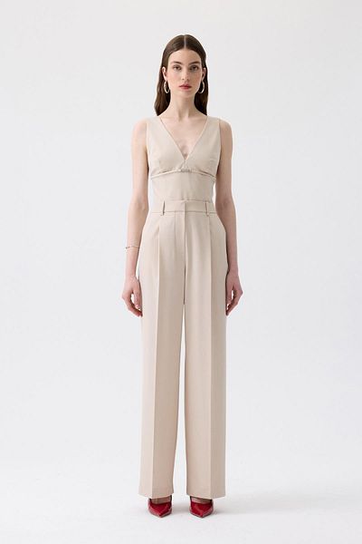 rue. V-Neck Stone Jumpsuit with Metal Accessories