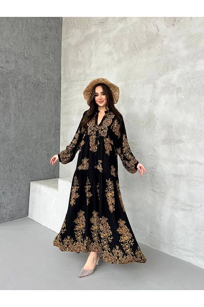 PREMİER VİE Teseeür New Season Tac Pattern Summer Viscose Dress