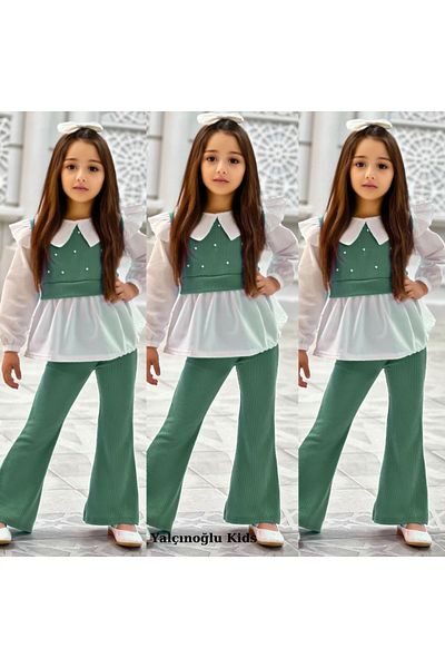 Yalçınoğlu Kids Girl's Holiday Suit Stylish and Comfortable Combination 2-Piece Set