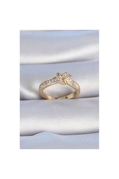 Skygo Brass Gold Color Zircon Stone Knot Model Women's Ring - Tj-Byk3344