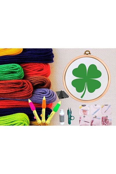 MBB ETİCARET Punch Set Embroidery Set with Hoop DIY Set Series 10
