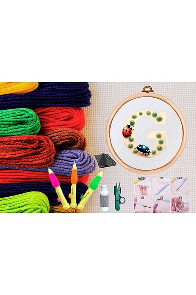 MBB ETİCARET Punch Set Embroidery Set with Hoop DIY Set Series 69