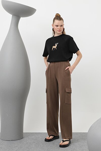 Soul Kadın Cep Detaylı Eşofman - 32156PNT - Kahve