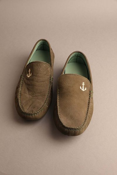 Gondol Loafer clasic pentru bărbați din piele naturală kaki 40 TTX.203
