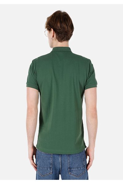 Colin's Tricou verde cu mânecă scurtă pentru bărbați, cu gât polo, cu croială clasică