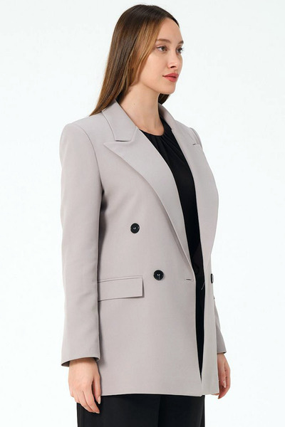 Ottawe Regular Fit Uzun Kollu Kruvaze Yakalı Dört Düğmeli ve Cepli Astarlı Gü...