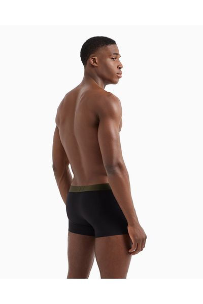 Emporio Armani Men's Soft Modal Content Logo Elastic Waistband Black Boxer Em 000363   Af10783-Uc001