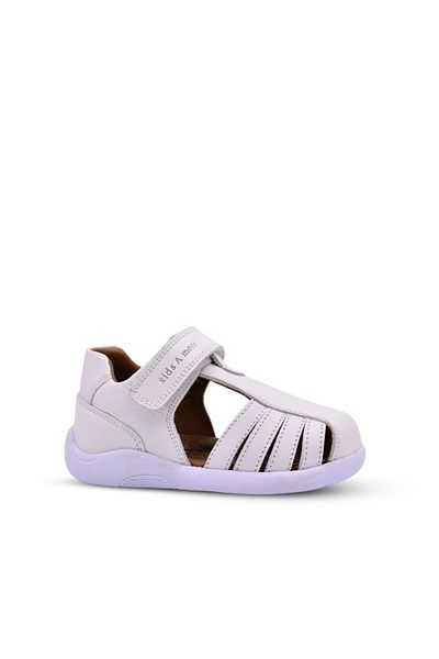 kids A more Winco Baby Girl and Boy Single Velcro Leather Soft First Step Sandals White