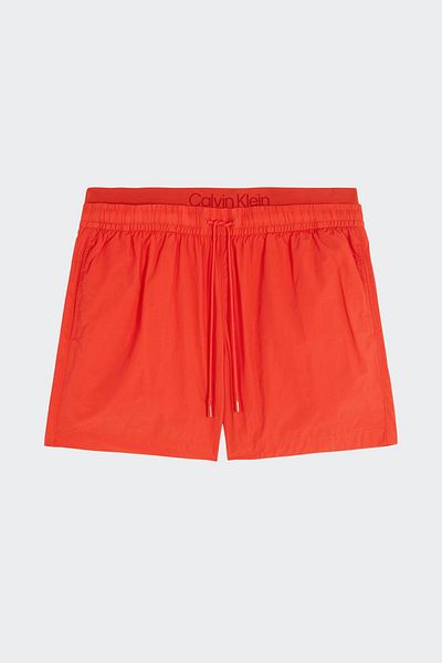 Calvin Klein Men's Thin Fabric Red Shorts with Elastic Waist and String Tie