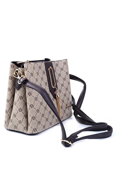 Armine Modern Nokta Printed Practical Shoulder Bag Mink