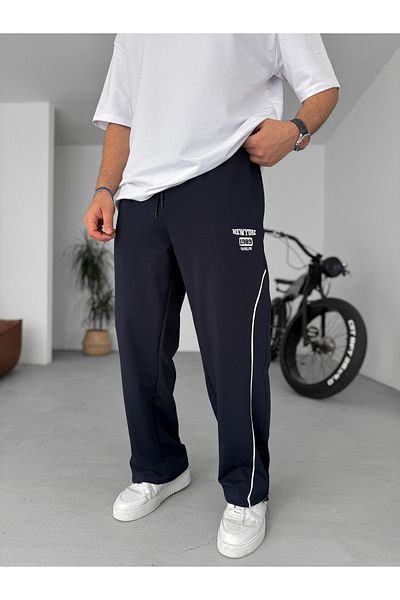 BYBASICMAN Navy Blue New York Embroidered Stopper Leg Tracksuit Pm-015