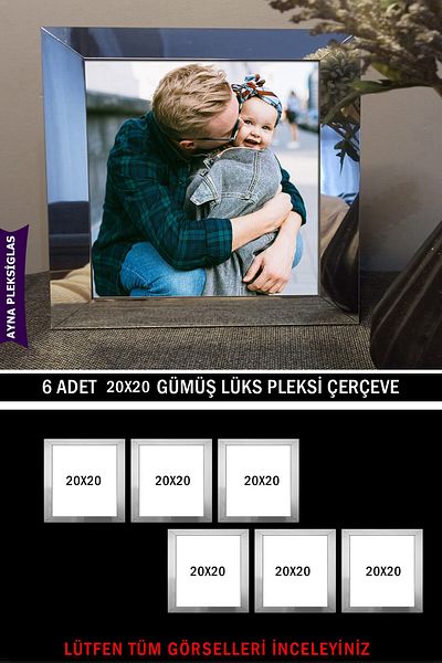 yhfoto 6 Pcs 20X20 Silver Overlay Polygraph- Luxury Plexiglass Square Frame
