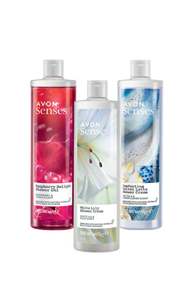 AVON Beyaz Zambak Frambuaz Frenk Üzümü Mavi Kantaron Kokulu Duş Jeli Paketi