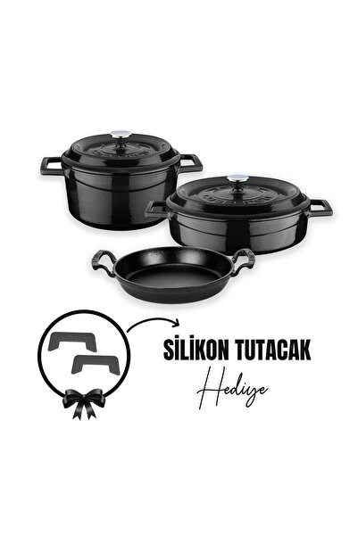 Organik Hayat Dostu Lava Döküm Demir 3x Trendy Serisi 6 Parça Tencere & Sahan...