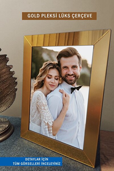 yhfoto 6 Adet 20x20 Gold Ayna Pleksi Çerçeve - Lüks Pleksiglas Çerçeve - Kare Çerçeve - Gold Çerçeve