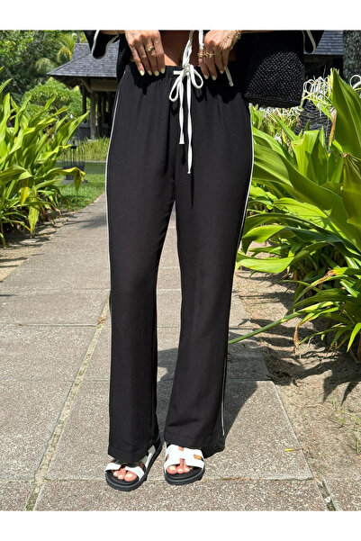 My Blog Fekete - natúr bordás blúz nadrágkosztüm - 9001