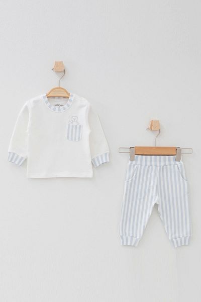 Aziz Bebe Baby Boy Animal Embroidered Sweatshirt Trousers T-Shirt 3-Piece Bottom Top Baby Set 3Months-36Months