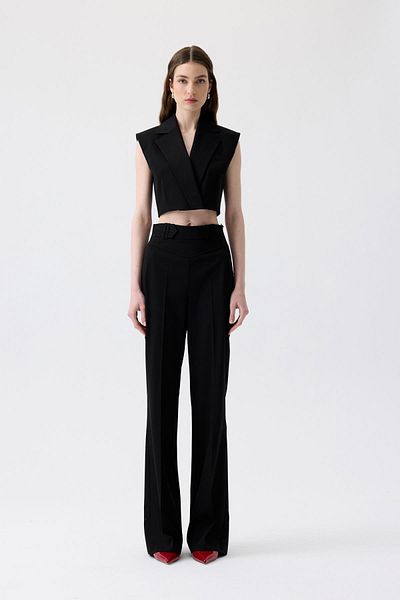 rue Black Trousers with Ironing Detail