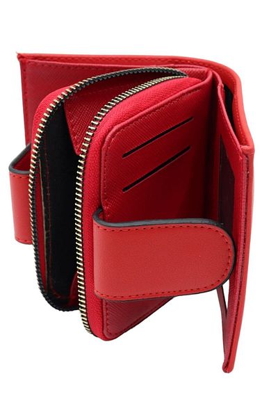 Aksesuar Portofel elegant pentru femei - Accesoriu pentru carduri cu fermoar, închidere cu capse și compartiment pentru monede