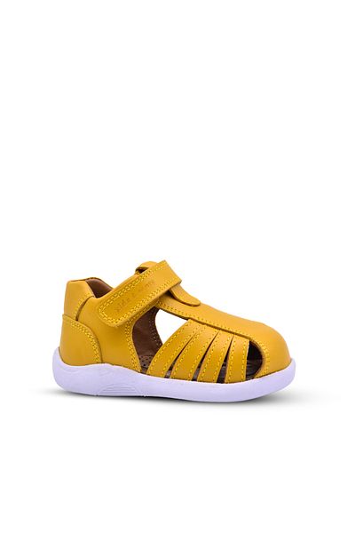 kids A more Leather Soft First Step with Yellow Color Winco Single Velcro Baby Sandals - Boys and Girls