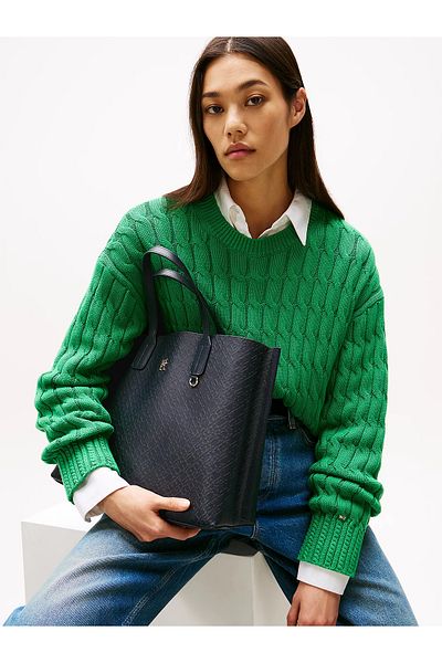 Tommy Hilfiger Sötétkék válltáska - bőr belső rekesszel, kis pénztárcával és kiegészítőkkel