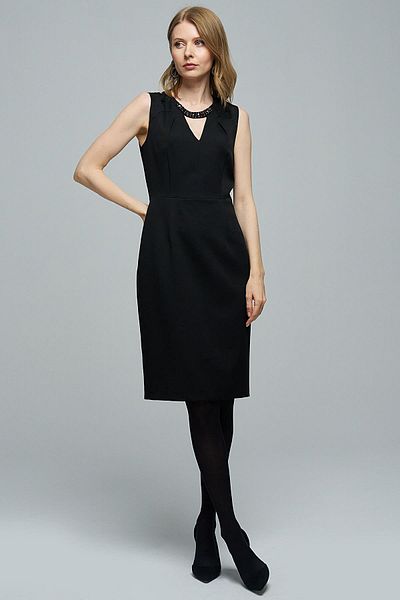 Journey Sleeveless Dress with O Neck-Embroidery Detail