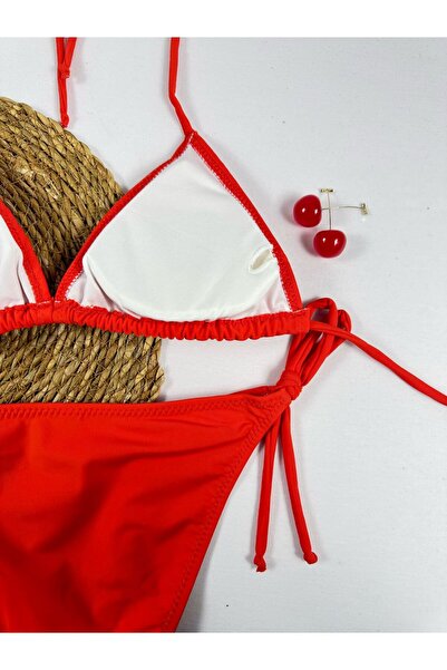 FUNELLA Πορτοκαλί τρίγωνο κομψό σετ μπικίνι με λουράκια