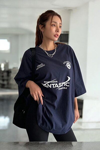 Karatopak Tricou unisex oversize cu decolteu rotund cu imprimeu fantastic