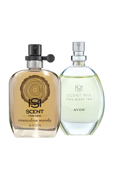 AVON Scent Mix Fizzy Green Tea Kadın ve Masculine Woody Erkek Parfüm Paketi