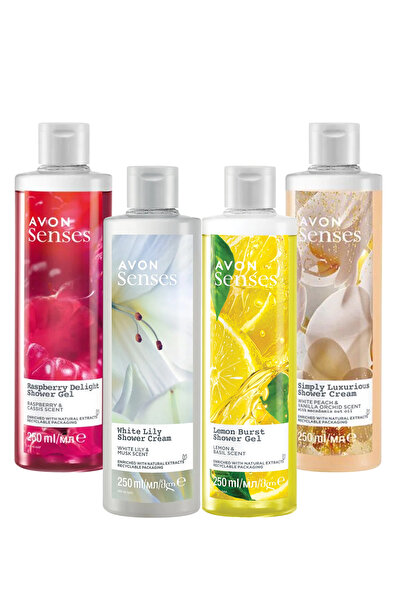 AVON Şeftali Vanilya Orkide Frenk Üzümü Zambak Limon ve Reyhan Kokulu Duş Jeli Paketi