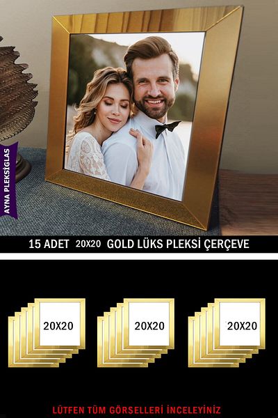 yhfoto 15 Pieces 20x20 Gold Mirror Plexiglass Frame - Luxury Plexiglass Frame
