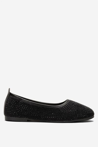 Liger Black Kobi Stone Detailed Ballerina Shoes