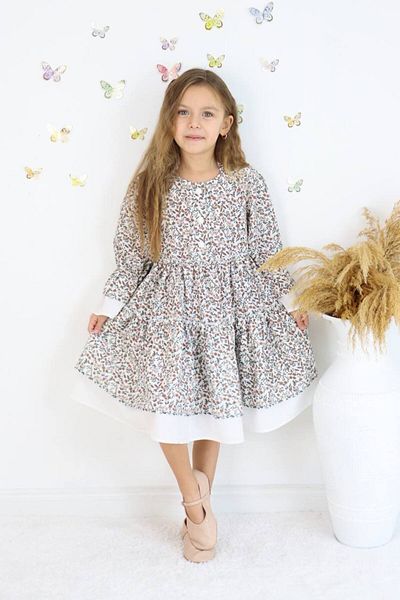 ARBİ kids Κοριτσίστικο βαμβακερό υφαντό λουλουδάτο μοτίβο κομψό άνετο εορταστικό κοστούμι