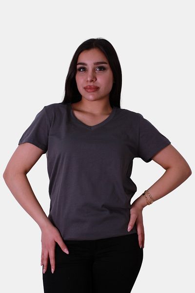 trender Tricou de damă antracit - Model cu decolteu în V Cm18